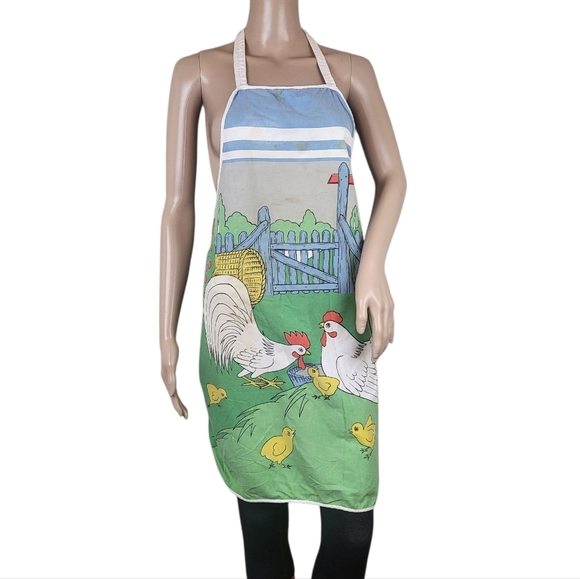 Vintage Farmhouse Chicken Rooster Apron Cute Country Kitchen Cooking Accessory - Picture 1 of 6